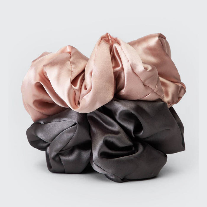 Satijnen Slaapkussen Scrunchies - Blush/Grijs