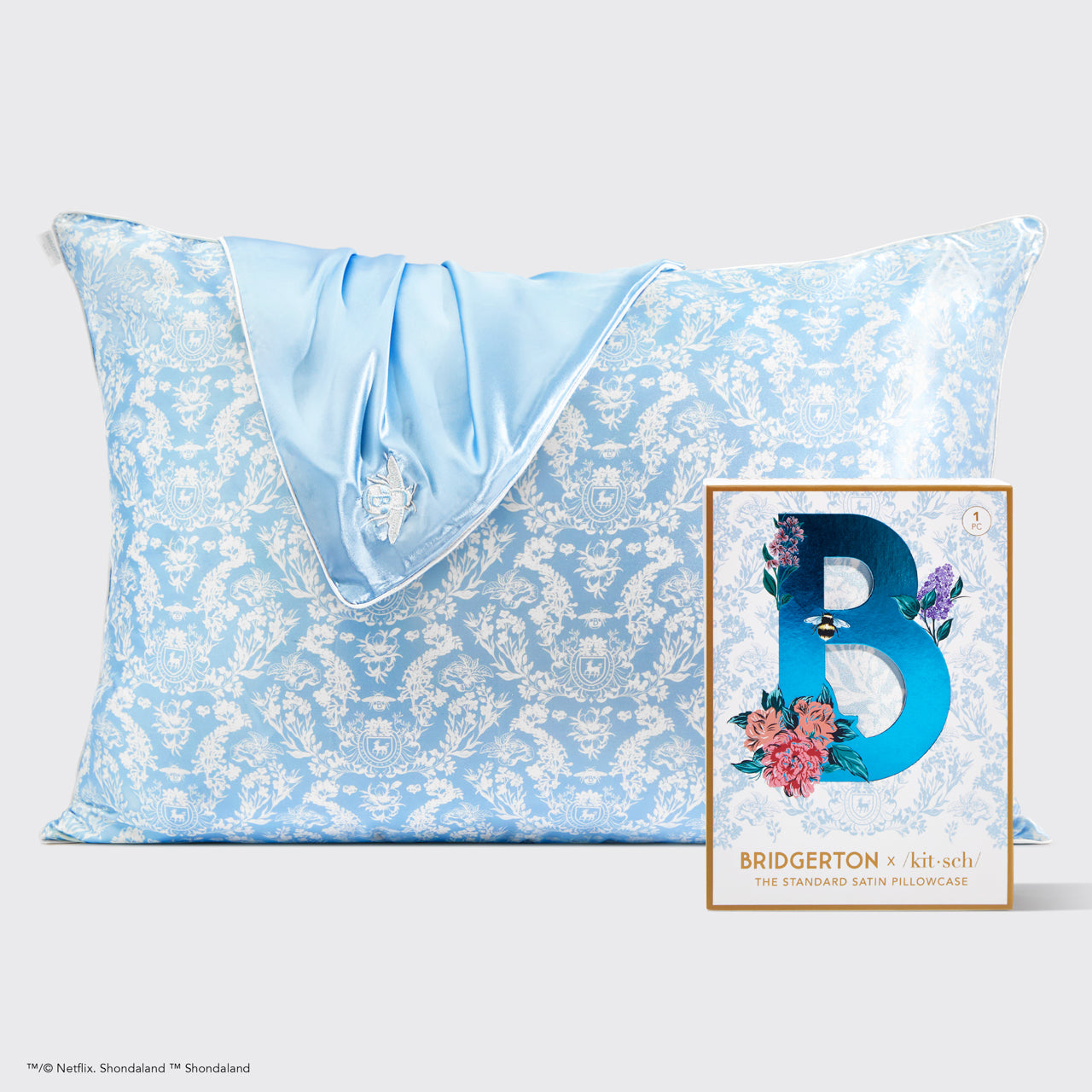 Kitsch x Bridgerton Satin Kuddfodral - Toile De Blue