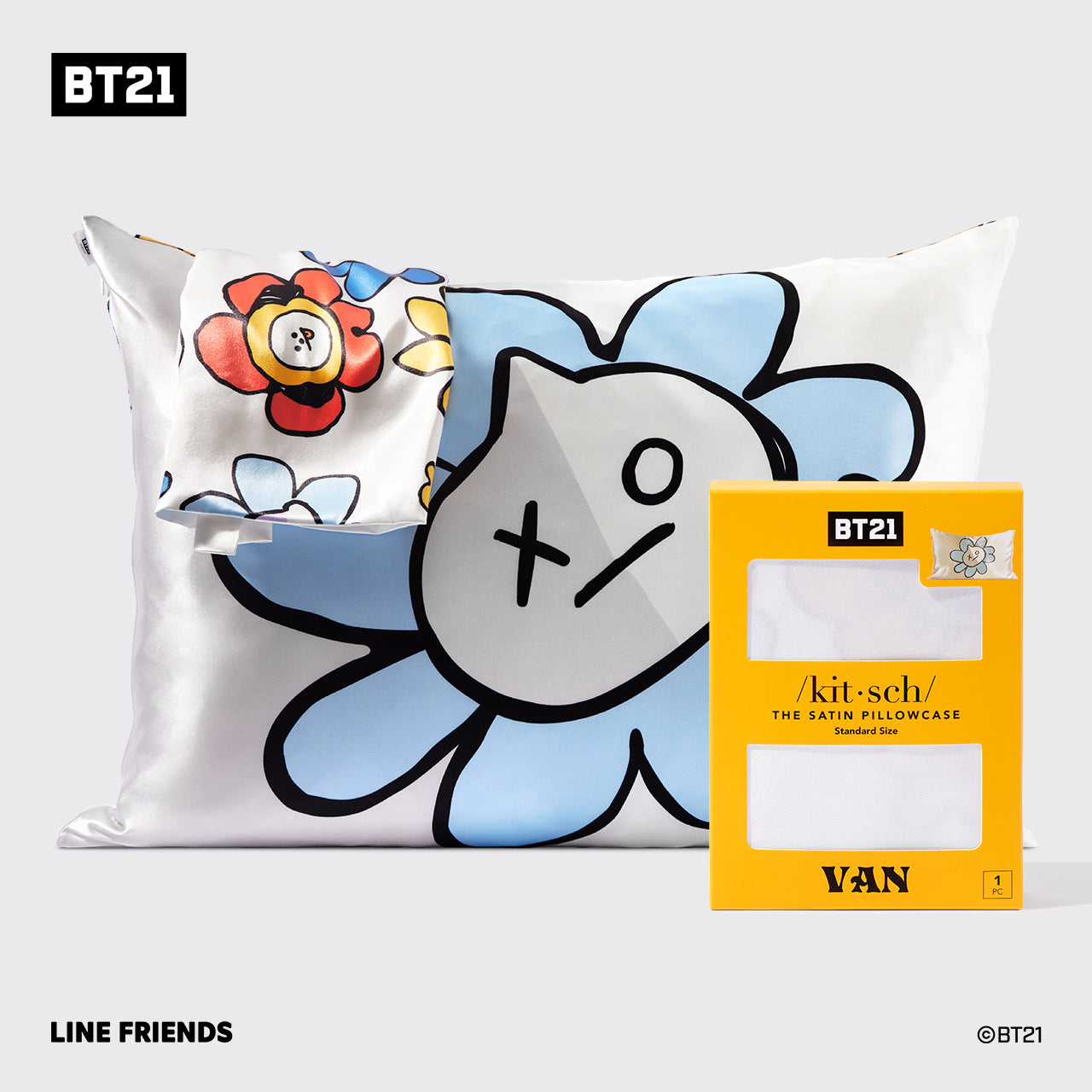 BT21 meets Kitsch Funda de almohada de satén - VAN