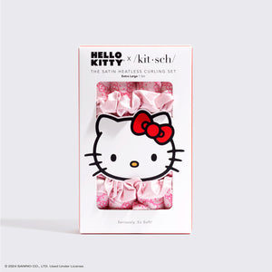 مجموعة تجعيد الشعر بدون حرارة Hello Kitty x Kitsch XL - وردي Hello Kitty Faces