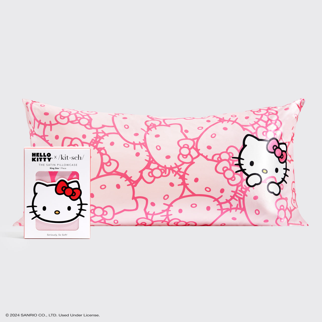 Hello Kitty x Kitsch Funda de cojín King - Hello Kitty Rosada Caras