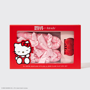 Hello Kitty x Kitsch XL raso senza calore Styling & Bow Claw Clip 4 pz.