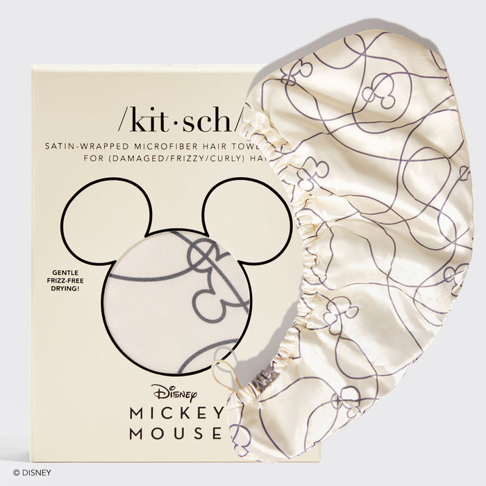 Kitsch x Mickey and Minnie Satin Wrapped Hair Towel - Mickey Maze