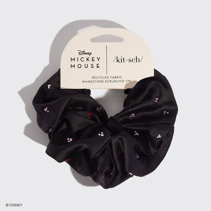 Kitsch & Mickey en Minnie gerecyclede stof strass Scrunchie 1 stuk - Zwart