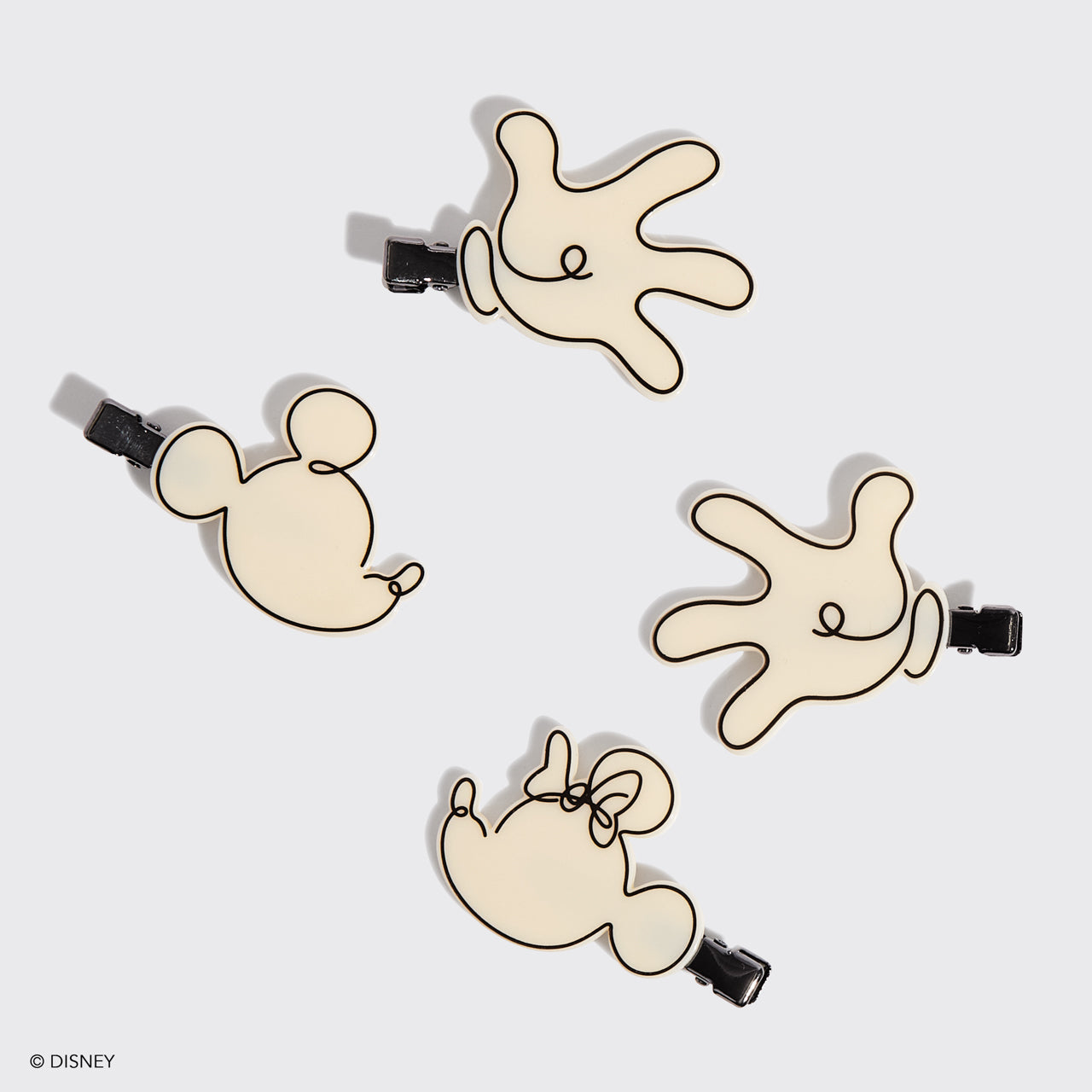 Kitsch & Mickey en Minnie Gerecycled Plastic Creaseless Clips 4 stuks - Cream