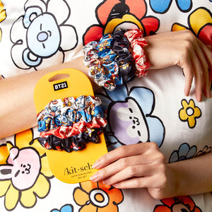 Kitsch x BT21 Set de 4 chouchous en satin pour le sommeil