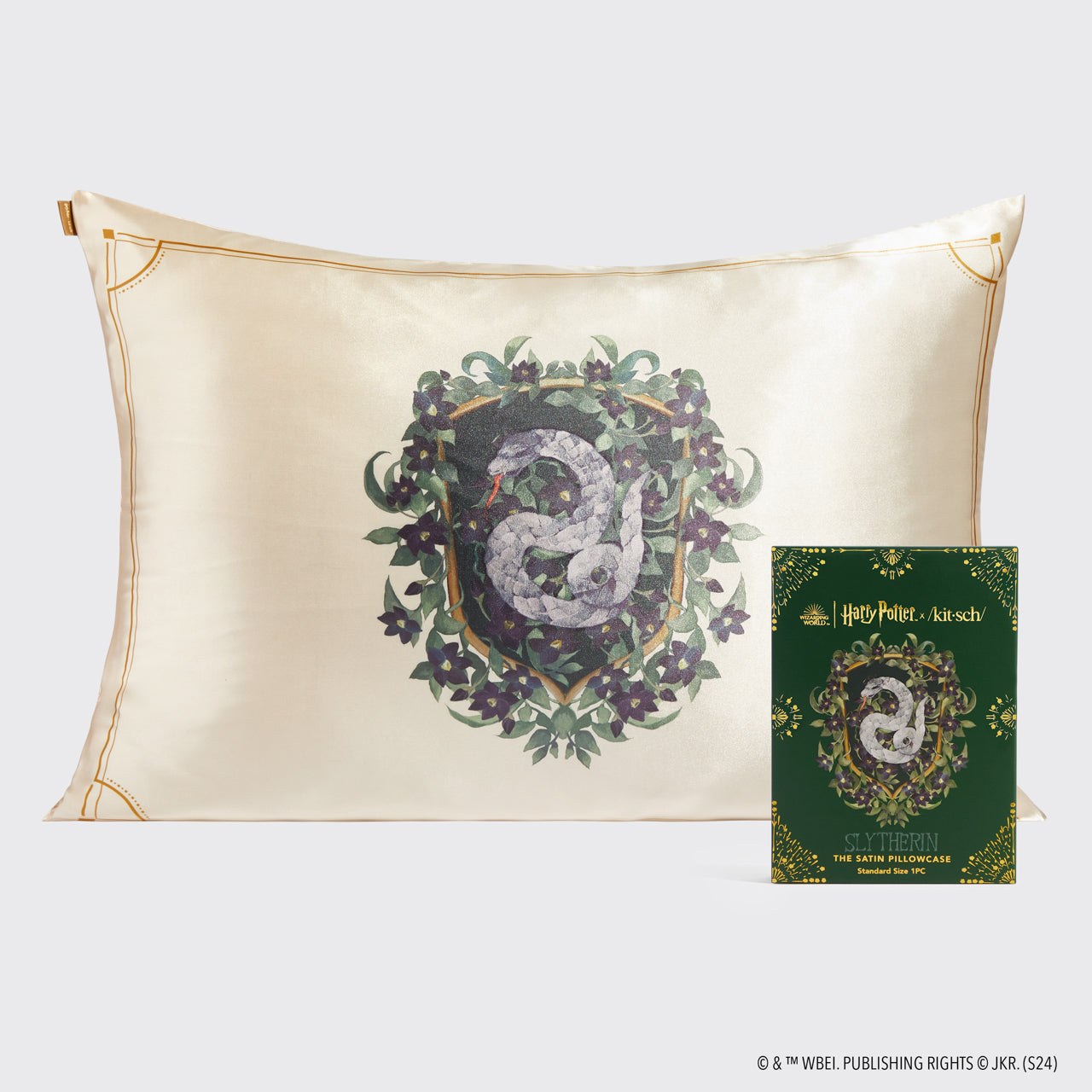 Harry Potter x Kitsch Satijnen Kussensloop Standaard - Slytherin