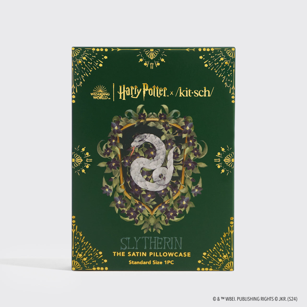 Kitsch x Harry Potter Taie d'oreiller en satin - Serpentard