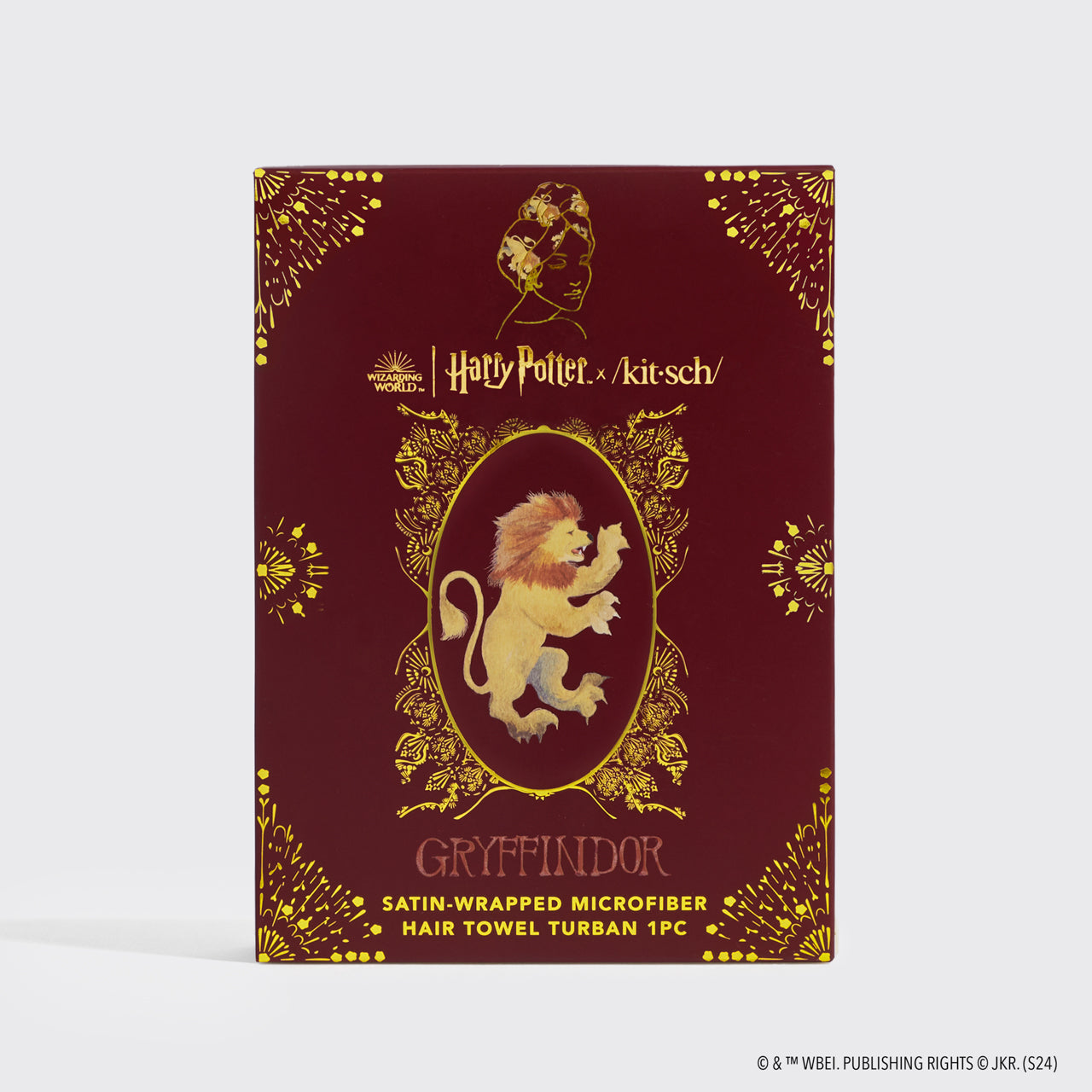 Kitsch x Harry Potter Satinlindad hårhandduk - Gryffindor