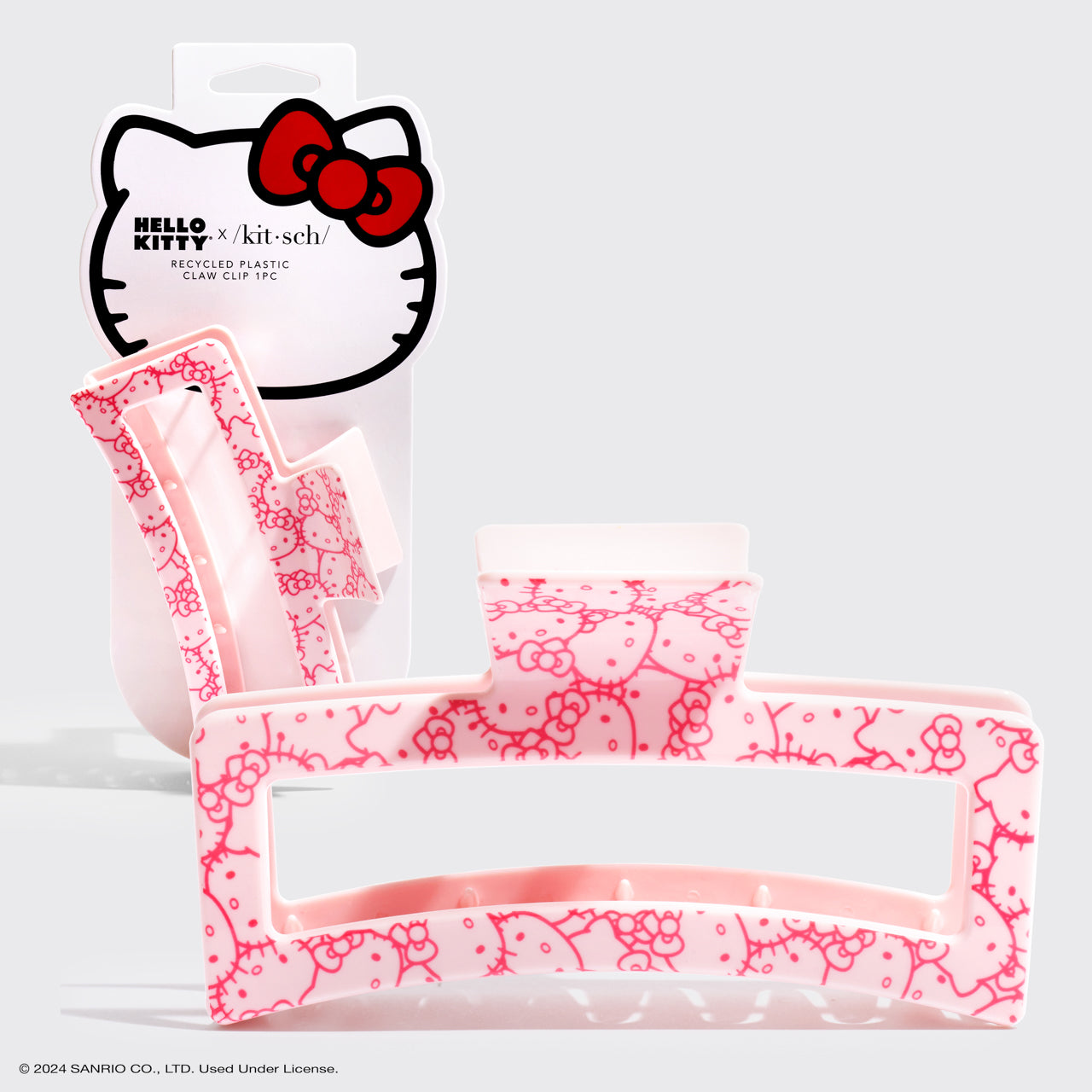 Hello Kitty x Kitsch Ανακυκλωμένο πλαστικό Jumbo Open Shape Claw Clip 1pc - Pink Kitty Faces