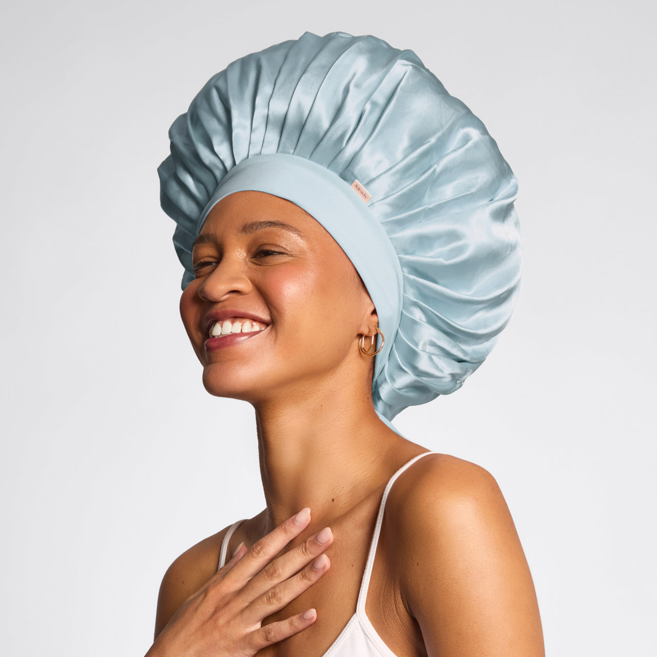 Oversized Satin Bonnet- Haze Blue