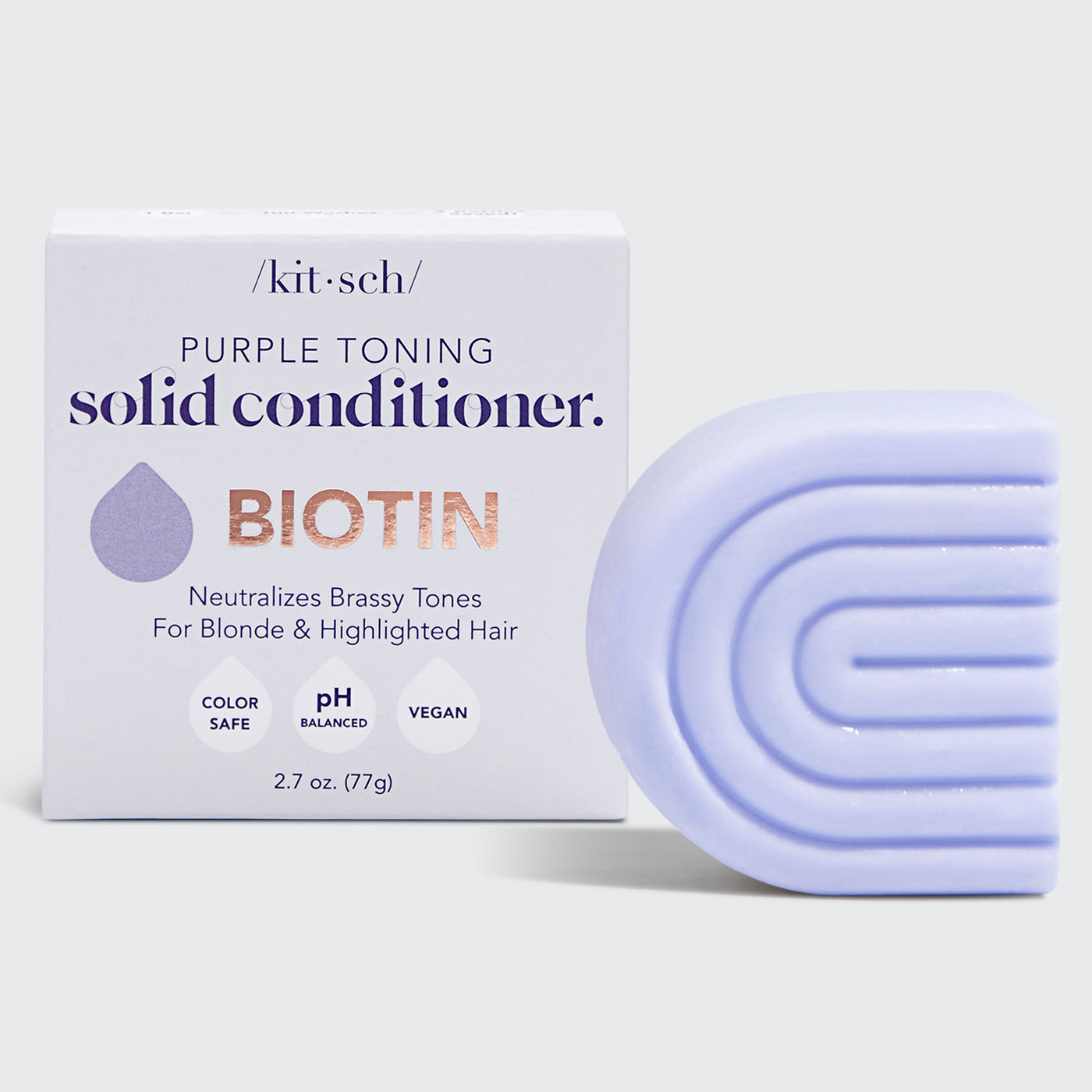 Barre de shampoing et d'après-shampoing violette avec caddy de biotine